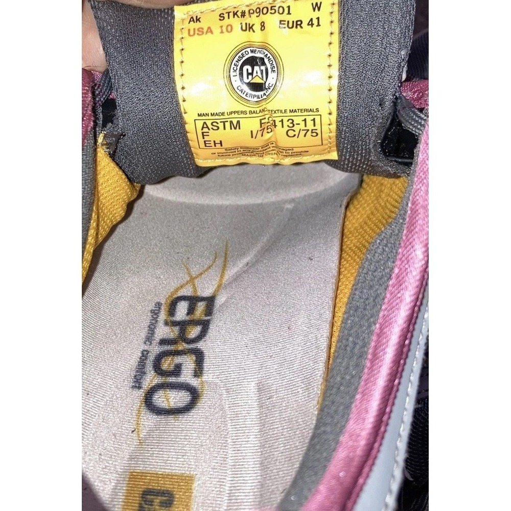 CAT Caterpillar Ergo Work Shoes Womens 10 Gray Pink Steel Toe Comfort Sneakers - Picture 12 of 13